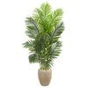 Nearly Natural 5671 5' Artificial Green Paradise Palm Tree in Sand Colored Planter