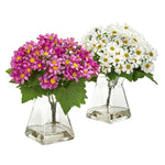 Nearly Natural Daisy Artificial Arrangement in Vase (Set of 2)