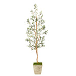 Nearly Natural T2447 70” Olive Artificial Tree in Country White Planter