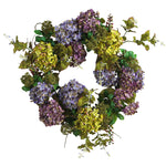 Nearly Natural 24`` Mixed Hydrangea Wreath
