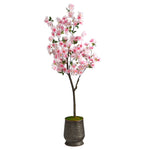 Nearly Natural T2533 5.5` Cherry Blossom Artificial Tree in Ribbed Metal Planter