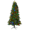 Nearly Natural 6.5` Montana Mountain Fir Artificial Christmas Tree with 450 Multi Color LED Lights and Instant Connect Technology, 45 Globe Bulbs and 1042 Bendable Branches