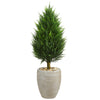 Nearly Natural 5893 40" Artificial Green Cypress Cone Tree in Sand Colored Oval Planter, UV Resistant (Indoor/Outdoor)