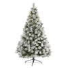 Nearly Natural 7` Flocked Oregon Pine Artificial Christmas Tree with 400 Clear Lights and 834 Bendable Branches