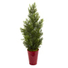 Nearly Natural 27`` Mini Cedar Artificial Pine Tree in Decorative Planter (Indoor/Outdoor)