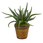 Nearly Natural 8873 16" Artificial Green Aloe Plant in Basket