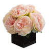 Nearly Natural A1295 11" Artificial Pink Peony Arrangement in Black Vase