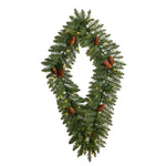 Nearly Natural W1292 3` Holiday Christmas Geometric Diamond Wreath with Pinecone