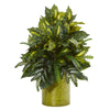 Nearly Natural 6369 28" Artificial Mixed Greens Plant in Green Tin Planter