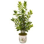 Nearly Natural 9566 39" Artificial Green Zamioculcas Plant in Floral Design Planter