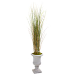 Nearly Natural 9902 49" Artificial Green Grass & Bamboo Plant in Gray Urn