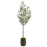 Nearly Natural T2556 75`` Olive Artificial Tree in Ribbed Metal Planter