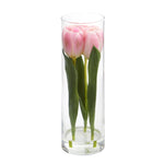 Nearly Natural Tulips Artificial Arrangement in Glass Vase