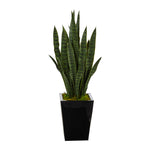 Nearly Natural P1694 40” Sansevieria Artificial Plant in Black Metal Planters