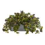 Nearly Natural 8068 16" Artificial Green Grape Leaf Plant in Stone Planter