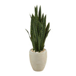 Nearly Natural P1693 40” Sansevieria Artificial Plant in Sand Colored Planters