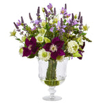 Nearly Natural A1052 18" Artificial Mixed Flower Arrangement in Royal Urn, Multicolor