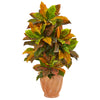 Nearly Natural 9462 40" Artificial Real Touch Croton Plant in Terra Cotta Planter, Multicolor 