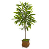 Nearly Natural 9980 50" Artificial Green Ficus Plant in Decorative Metal Planter