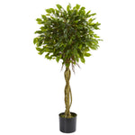 Nearly Natural 5530 4' Artificial Green Ficus Topiary Tree, UV Resistant (Indoor/Outdoor)