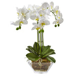 Nearly Natural 4570 Artificial White Triple Phalaenopsis Orchid in Glass Vase