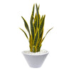 Nearly Natural 9080 2' Artificial Green Sansevieria Plant in White Bowl