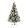 Nearly Natural 8`Flocked Oregon Pine Artificial Christmas Tree with 500 Clear Lights and 1172 Bendable Branches