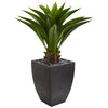 Nearly Natural 8130 3' Artificial Green Agave Plant in Black Planter