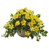 Nearly Natural 6943 20.5" Artificial Yellow Hibiscus in Sand Colored Bowl