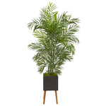 Nearly Natural 9832 6' Artificial Green Areca Palm Tree in Black Planter with Stand, UV Resistant (Indoor/Outdoor)