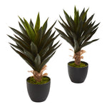 Nearly Natural 6178-S2 20" Artificial Green Agave Plant, Set of 2