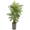 Nearly Natural 67`` Areca Palm Artificial Tree in Vintage Metal Planter UV Resistant (Indoor/Outdoor)