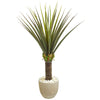 Nearly Natural 8127 4.5' Artificial Green Agave Plant in Sandstone Planter