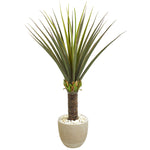 Nearly Natural 8127 4.5' Artificial Green Agave Plant in Sandstone Planter