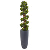 Nearly Natural 5854 5' Artificial Green English Ivy Spiral Topiary Tree in Gray Cylinder Planter, UV Resistant (Indoor/Outdoor)