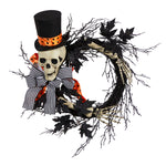 Nearly Natural W1199 26`` Halloween Dapper Skeleton Wreath