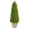 Nearly Natural 9403 50" Artificial Green Eucalyptus Topiary Tree in Sandstone Planter (Indoor/Outdoor)