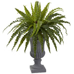 Nearly Natural 6837 30" Artificial Green Bird's Nest Fern with Urn