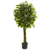 Nearly Natural 5532 4' Artificial Green Ficus Tree with Woven Trunk, UV Resistant (Indoor/Outdoor)