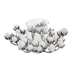 Nearly Natural 4259 12" Artificial White Cotton Arrangement Candelabrum