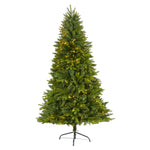 Nearly Natural 6` Sun Valley Fir Artificial Christmas Tree with 300 Clear LED Lights