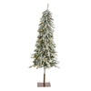 Nearly Natural 5.5` Flocked Washington Alpine Christmas Artificial Tree with 150 White Warm LED Lights and 377 Bendable Branches