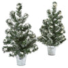 Nearly Natural 5473-S2 18" Artificial Green & White Snowy Pine Tree with Tin, Set of 2
