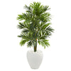 Nearly Natural 5637 4' Artificial Green Areca Palm Tree in White Planter