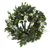 Nearly Natural 23`` Mixed Greens and Dancing Lady Orchid Artificial Wreath