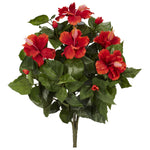 Nearly Natural 6065-S4 20" Artificial Green & Red Hibiscus Plant, Set of 4