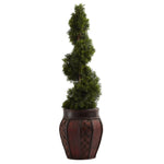 Nearly Natural 5926 31" Artificial Green Cedar Spiral Tree with Decorative Planter