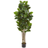 Nearly Natural 9175 58" Artificial Green Rubber Leaf Tree in Black Pot