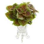 Nearly Natural 8556 19" Artificial Green Real Touch Coleus Plant in White Planter 