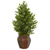 Nearly Natural 9322 40" Artificial Green Olive Cone Topiary Tree in Decorative Planter